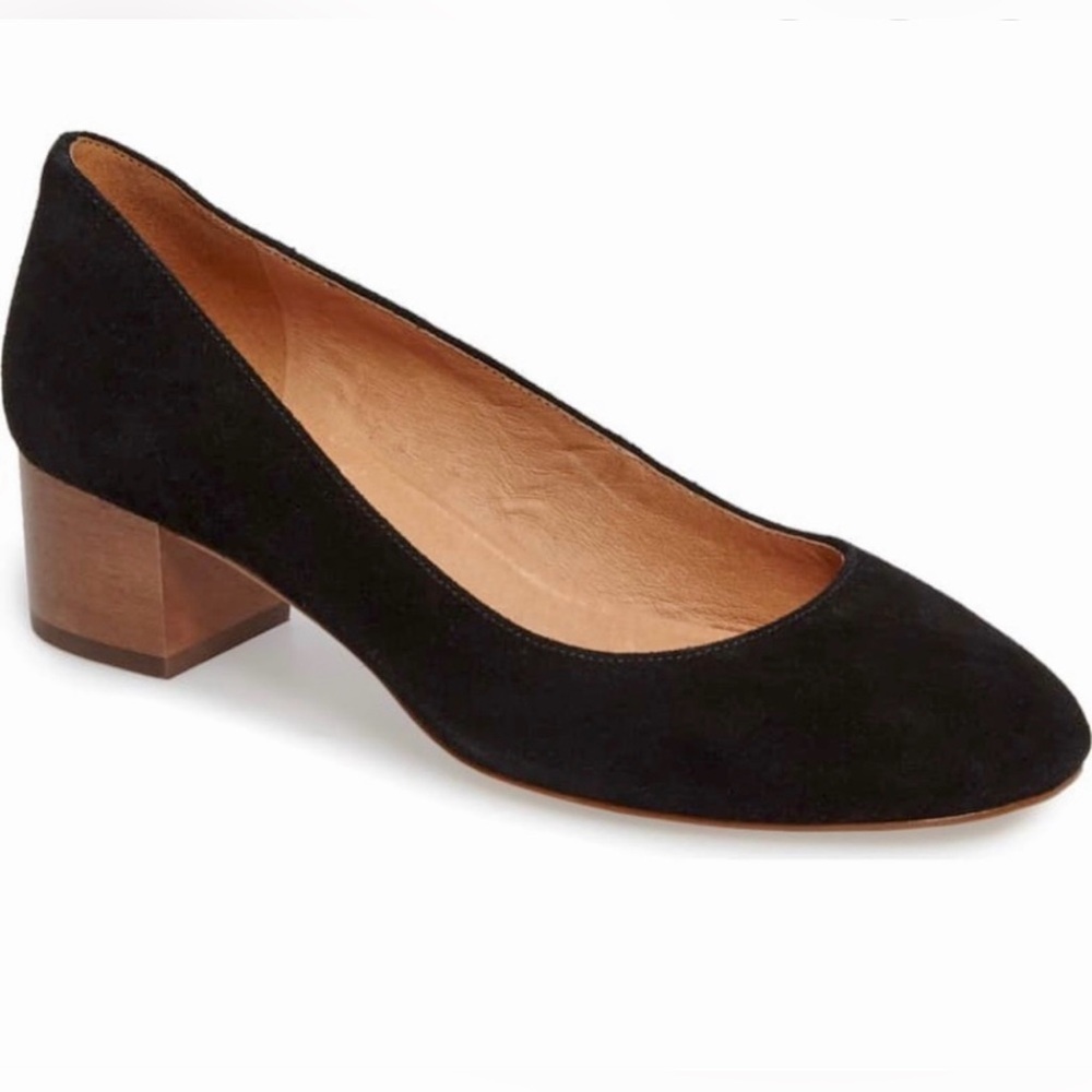 Madewell Black Suede Block Heel Pumps